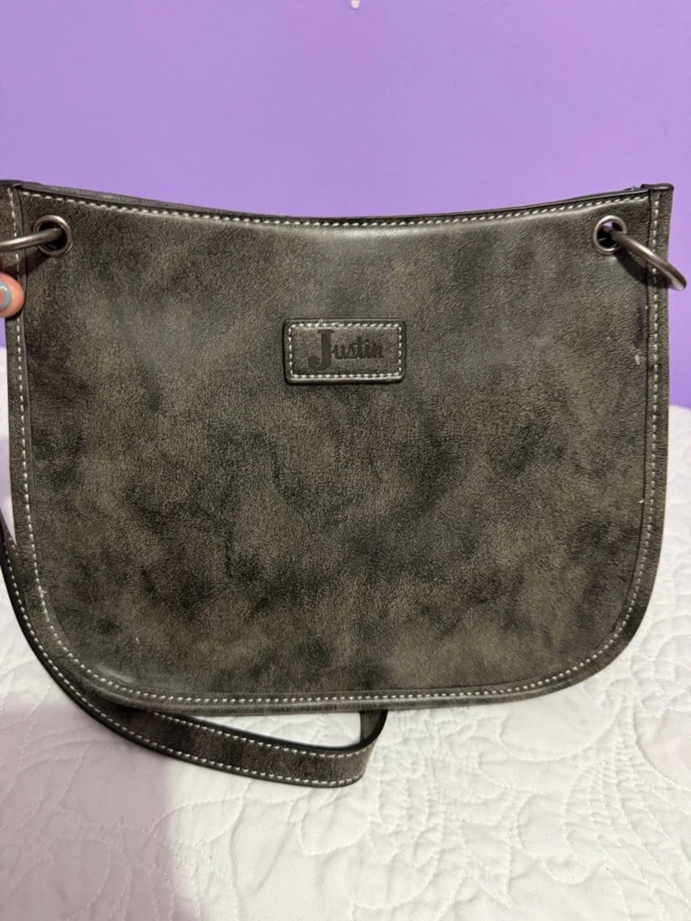 Justin Boots Crossbody Bag with Turquoise Concho - Olive Green - Picture 3 of 4